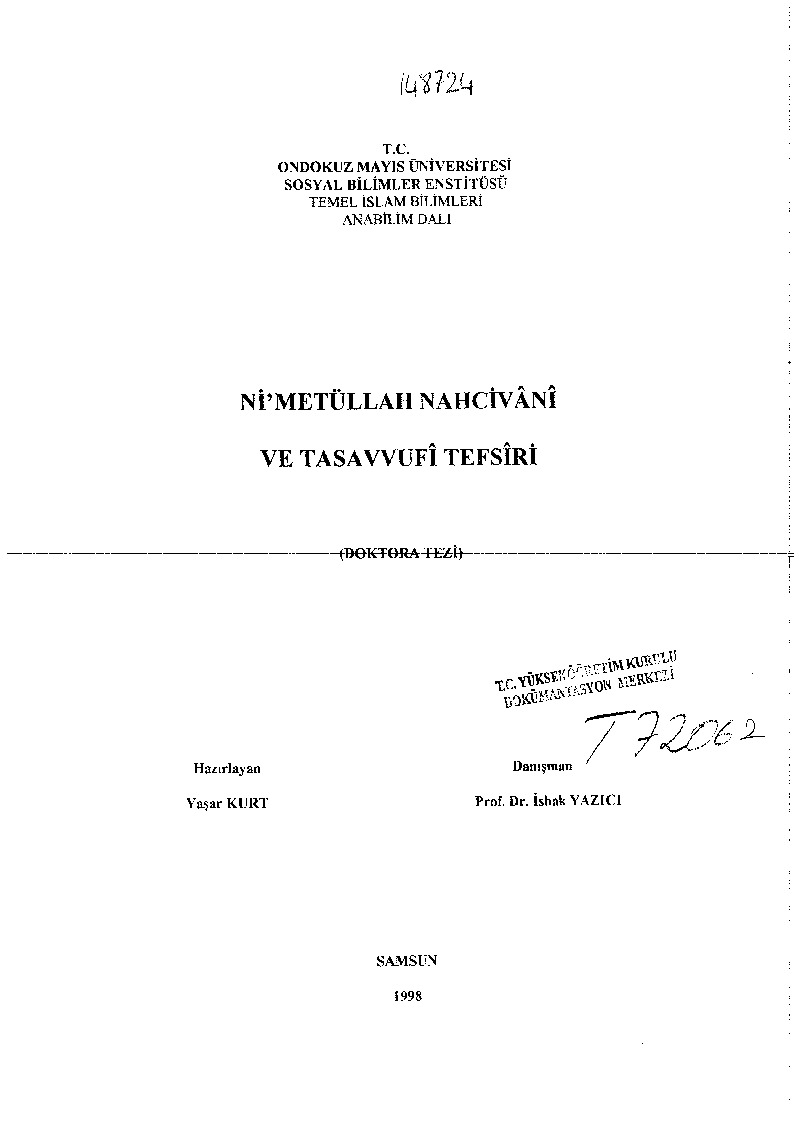 Nemetullah Naxçıvani Ve Tasavvufi Tefsiri-Yaşar Qurd-1998-279s