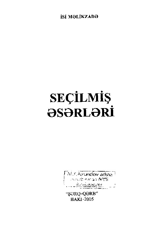 Isi Melikzade-Seçilmiş Eserleri-Baki-2005-169s