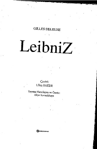 Leibniz Üzerine Beş Ders Gilles Deleuze-Ulus Baker-1980-154s