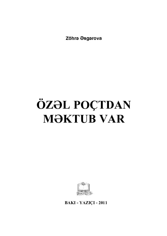 Özel Pochtdan Mektub Var-Zöhre Esgerova-Baki-2011-165s