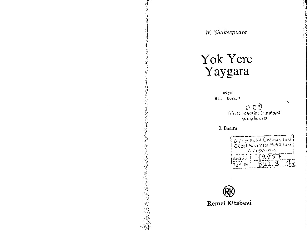 Yok Yere Yayqara-William Shakespeare-Bülend Bozqurd-1982-153s