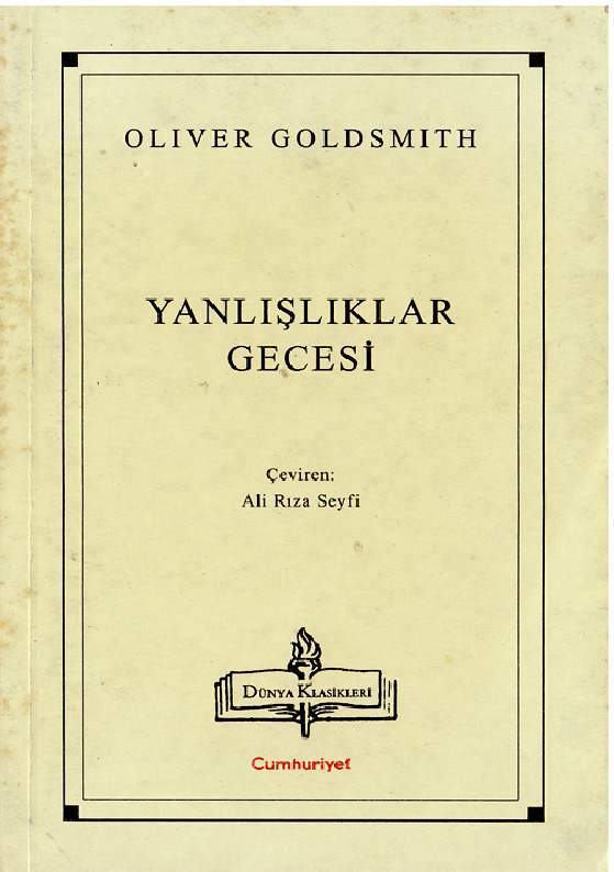 Yanlışlıqlar Gecesi-Oliver Goldsmith-Ali Rıza Seyfi-2001-107s