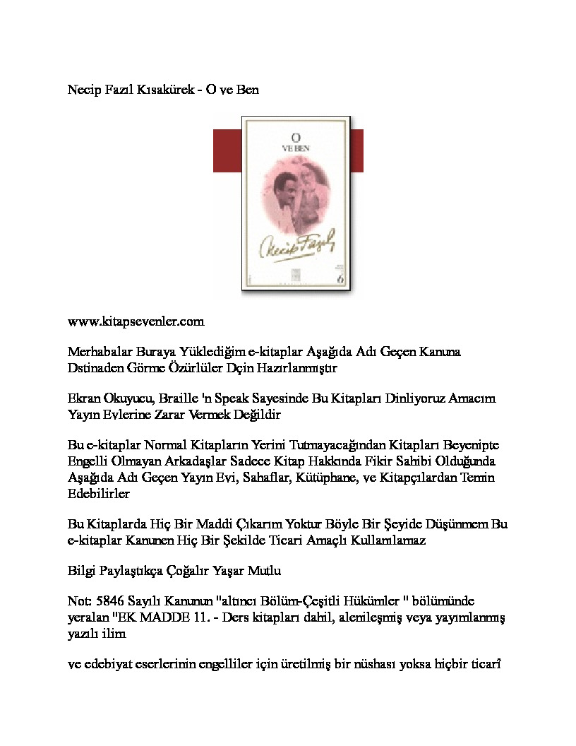 O Ve Ben-Necib Fazil Qisakürek-1999-208s