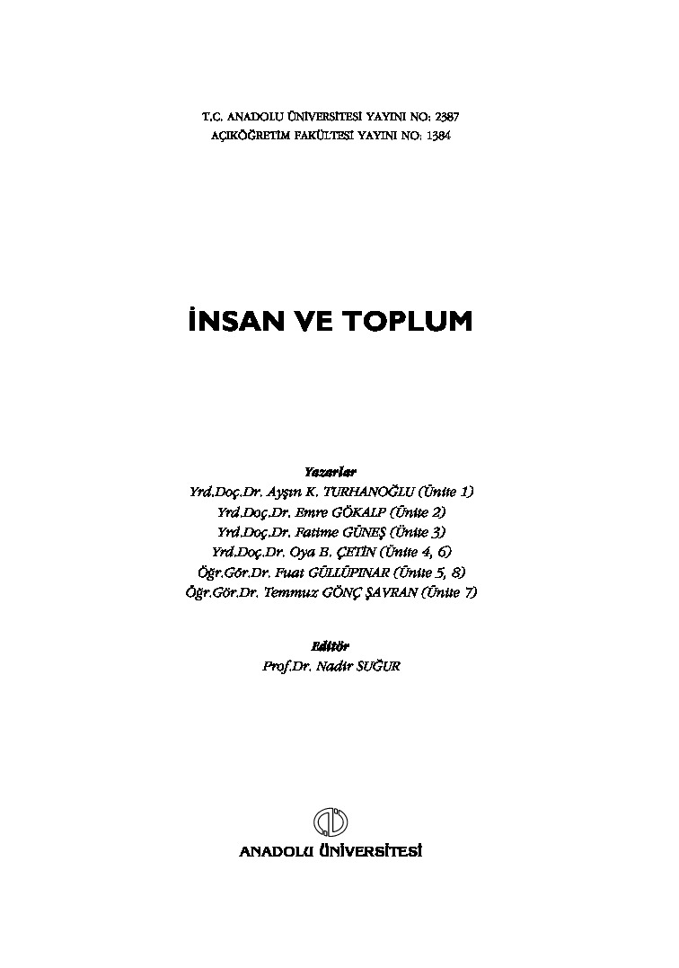 İnsan Ve Toplum-Ayşın K.Turxanoğlu-1998-227s