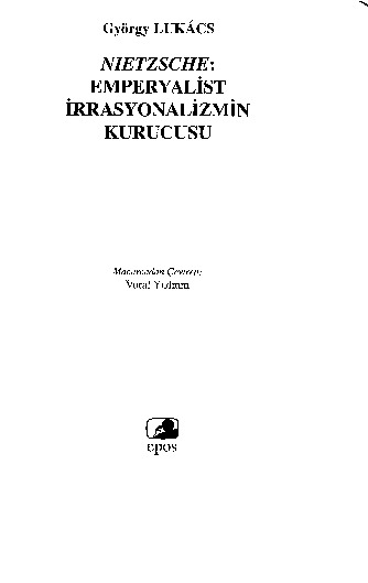 Nietzsche-Empiryalist Irasyonalizmin Qurucusu-Georgy Lukacs-Vural Yıldırım-2013-148s