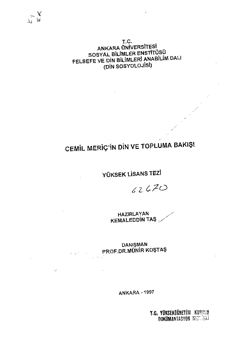 Cemil Mericin Din Ve Topluma Bakışı-Kemaletdin Daş-1997-188s