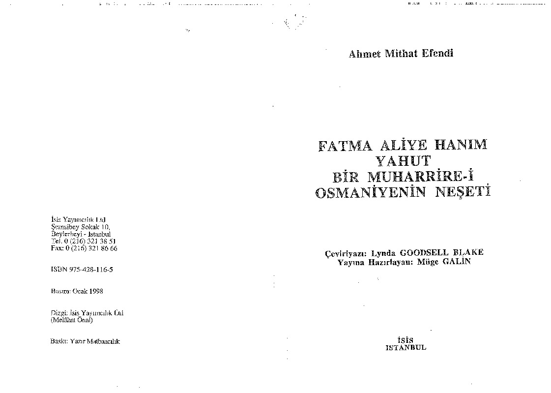 Ahmed Midhet Efendi-Fatma Aliye Xanım Yaxud Bir Muherrireyi Osmaniyenin Neşeti-Lynda Goodsell Blake-1997-96s