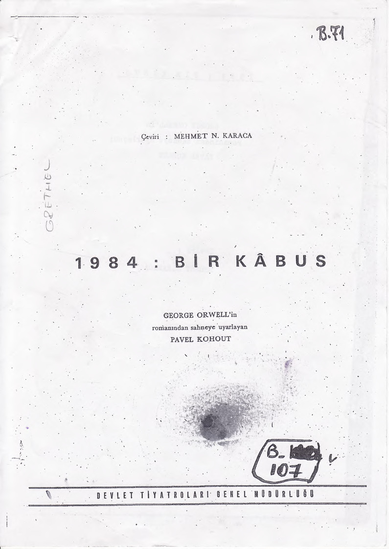 Bir Kabus-1984-George Orwell-Pavel Kohout-Mehmed N.Qaraca-1983-77s