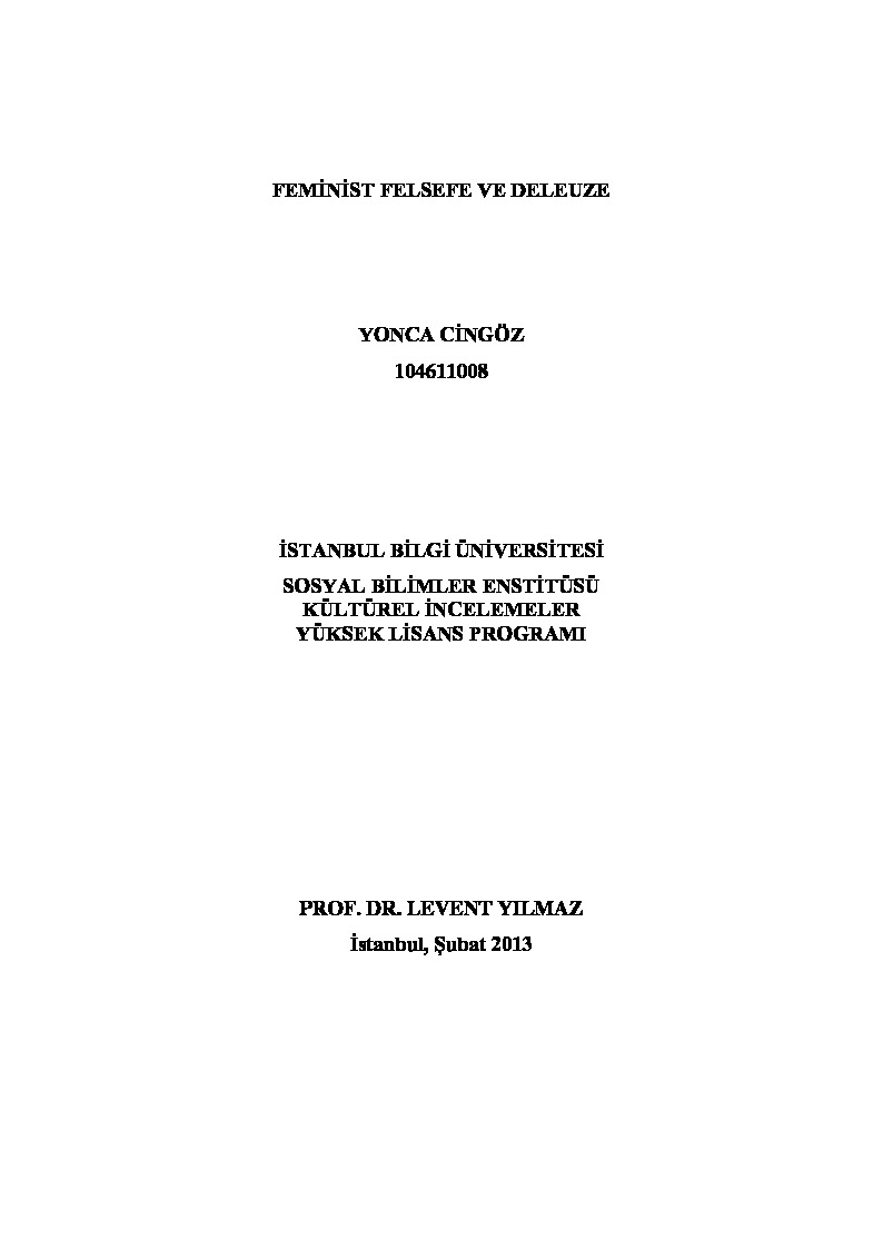 Feminist Felsefe Ve Deleuze-Yonca Cingöz-2013-118s