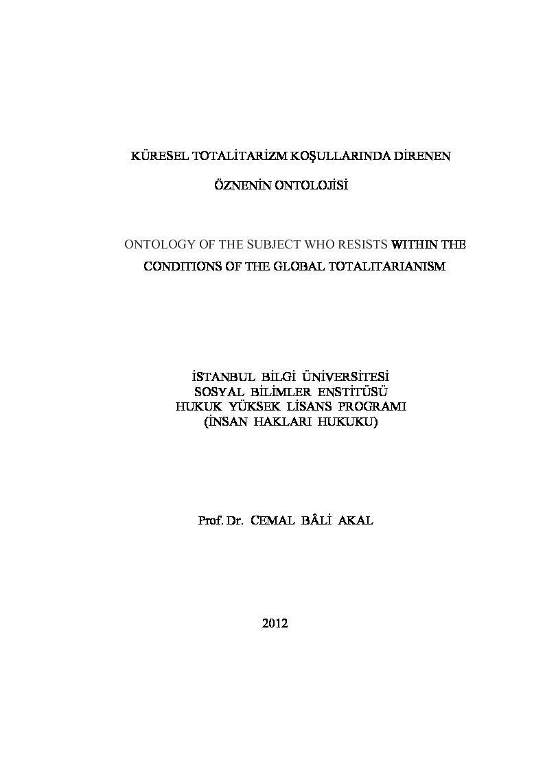 Küresel Totalitarizm Qoşullarında Direnen Oznenin Ontolojisi-Cemal Bali Akal-2012-102
