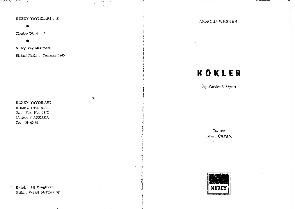 Kökler-Arnold Wesker-C.Çapan-1985-94s