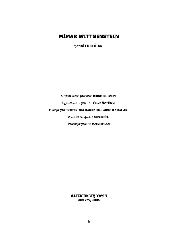Mimar Wittgenstein şenol Erdoğan-2006-154s