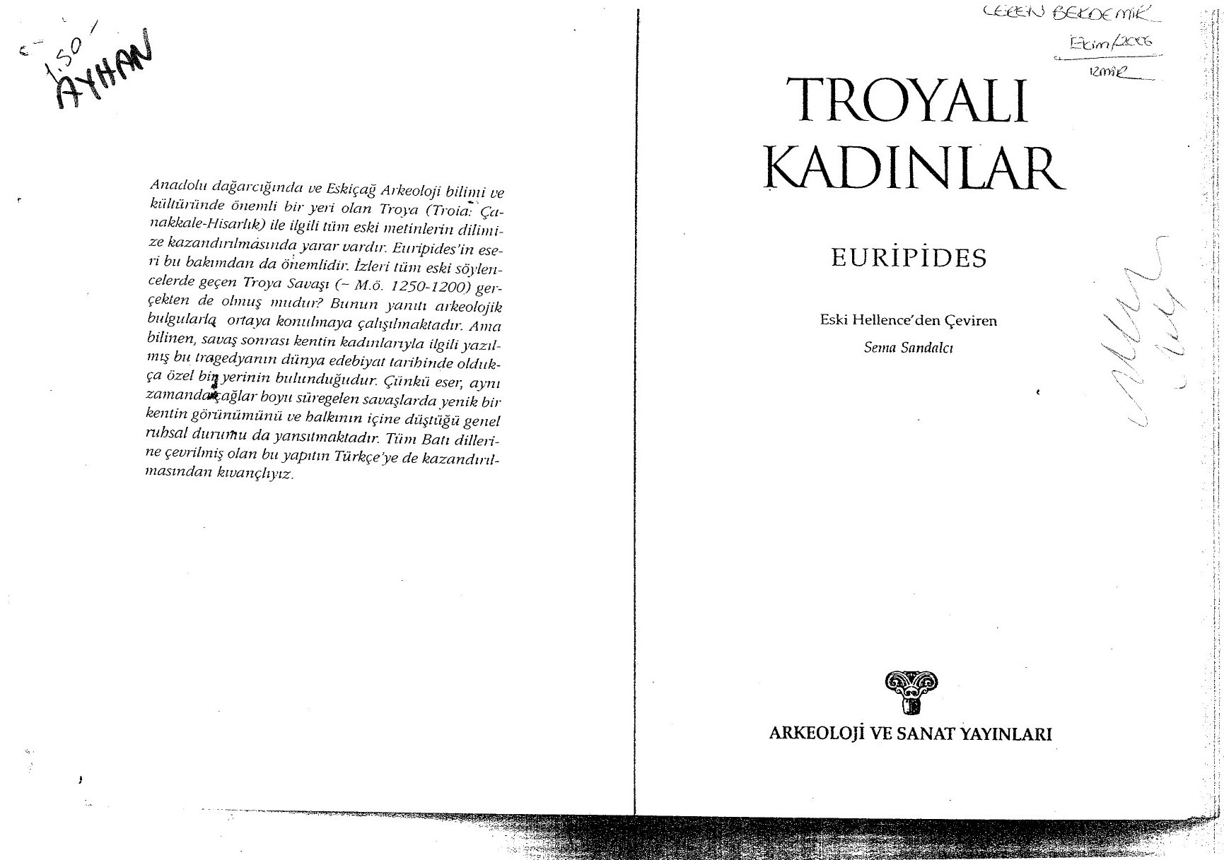 Euripides-Troyalı Qadınlar-Çev.Sema Sandalçi-2002-72s