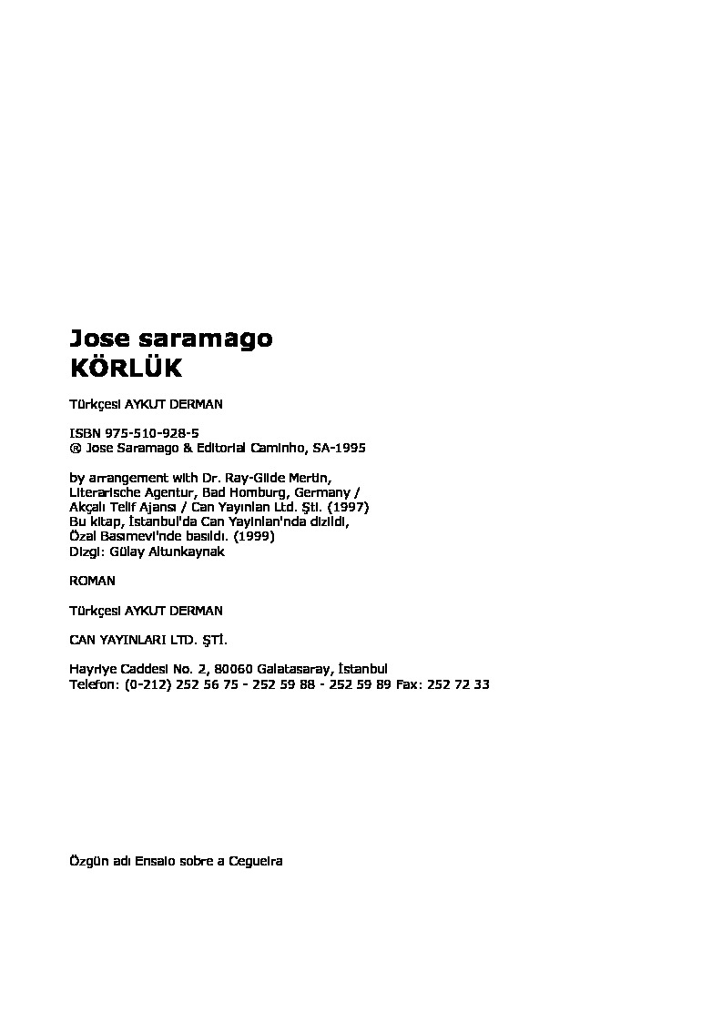 Korluq-Jose Saramago-Ayqut Derman-1995-133s