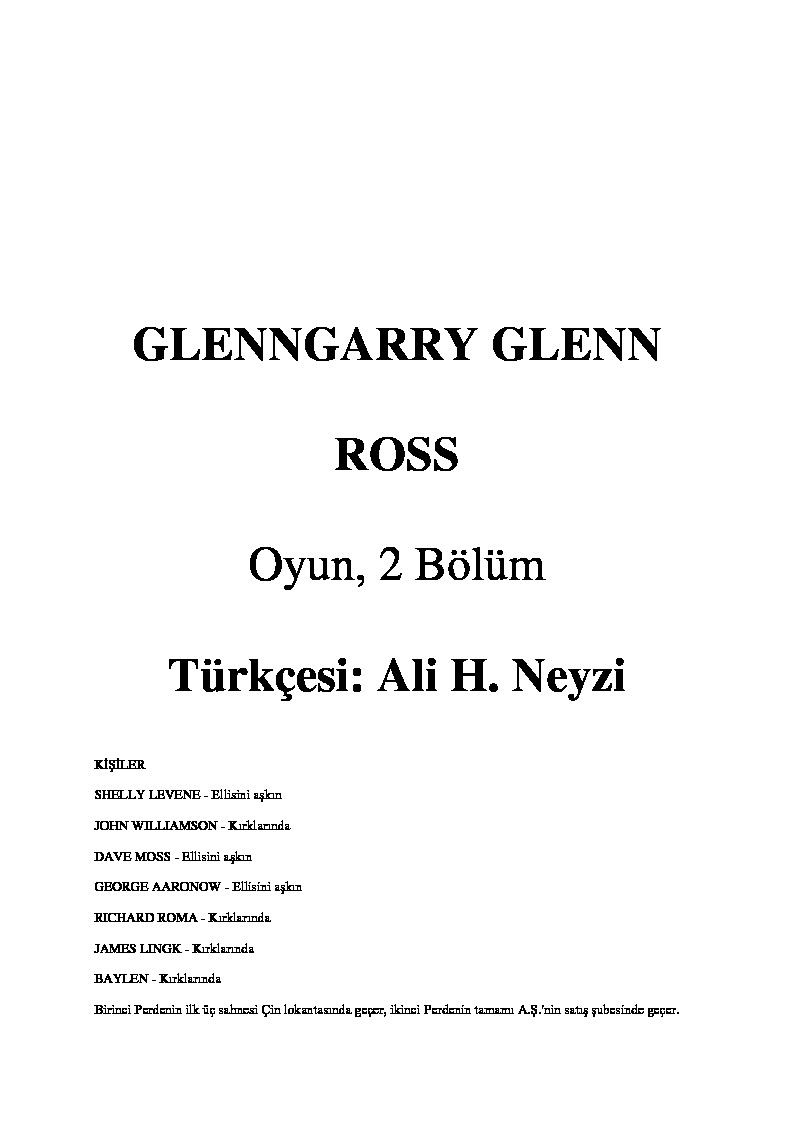 Glenngarry Glenn Ross-David Mamed-Ali H.Neyz-52s