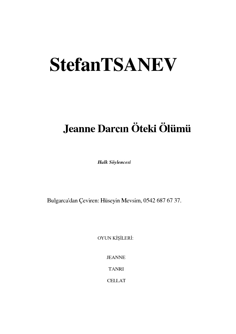 Jeanne Darcın Öteki Ölümü-Stefan Tsanev-Hüseyin Mevsim-79s