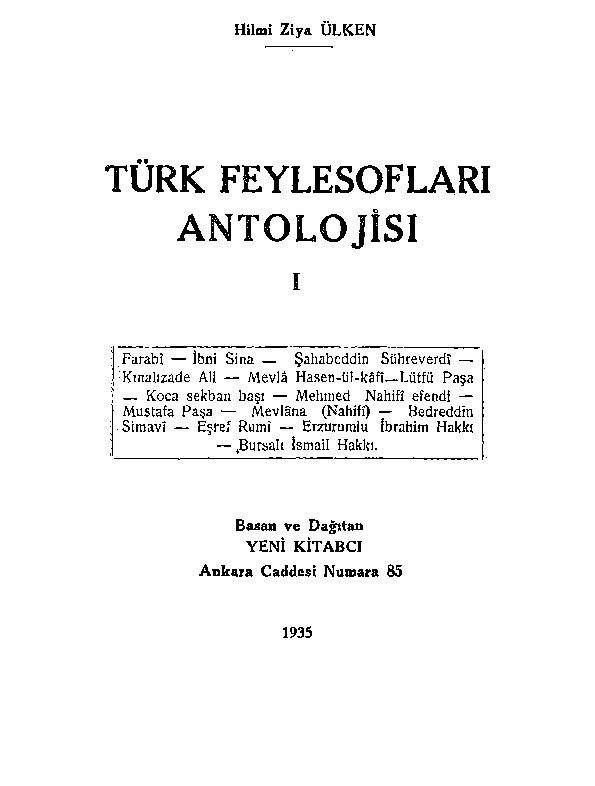 Türk Feylesufları Antolojisi-1-Hilmi Ziya Ülken-1935-159s