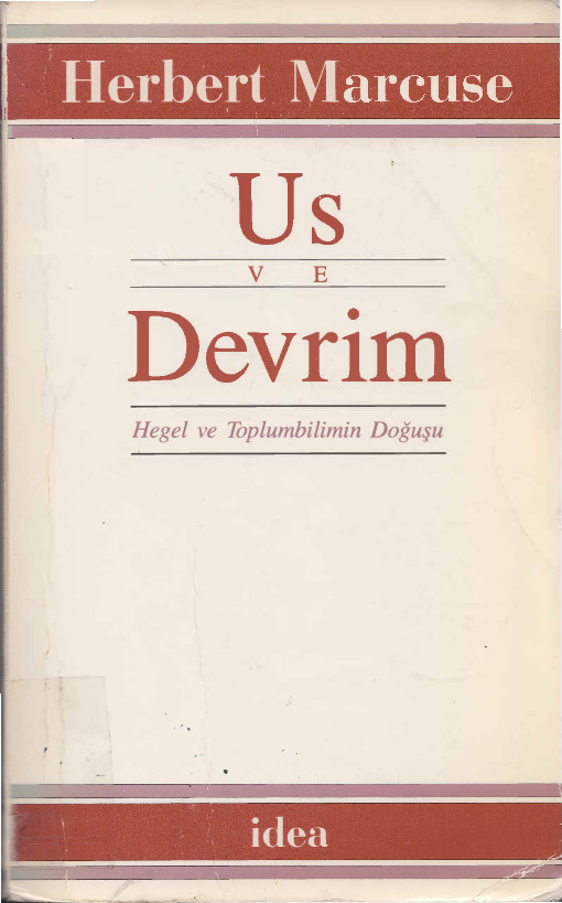 Us Ve Devrim-Hegel Ve Toplumbilim Doğuşu-Herbert Marcuse-Eziz Yardımlı-1989-375s