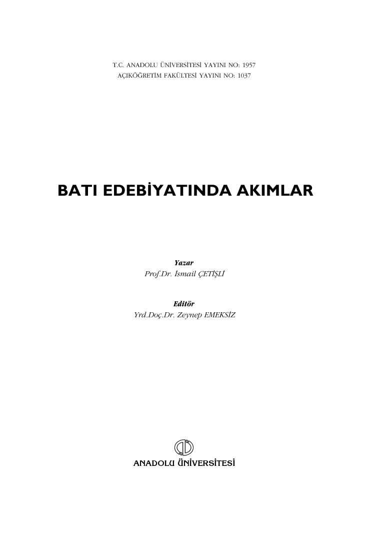 Batı Edebiyatında Edebi Axımlar-Ismayıl Çetishli-2009-250s