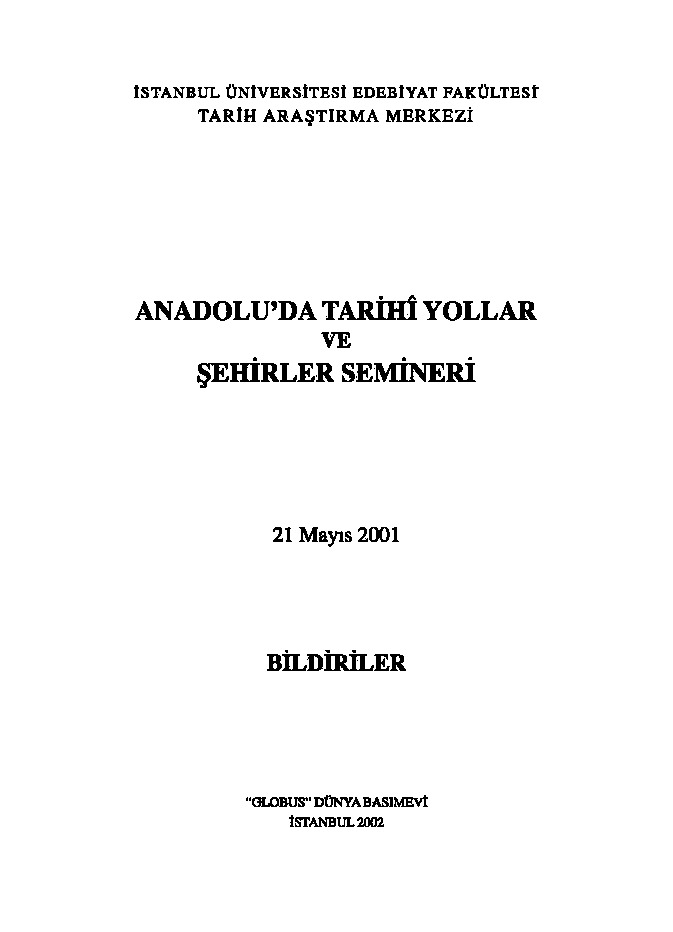 Anadoluda Tarixi Yollar Ve Şehirler Semineri-2001-127s