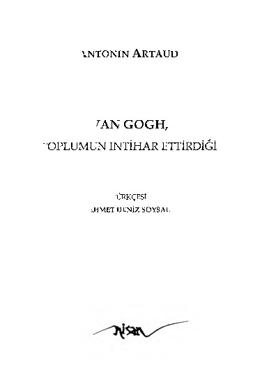 Van Gogh-Toplumun Intihar Ettirdiği-Antonin Artaud-Ahmed D.Soysal-1991-59s