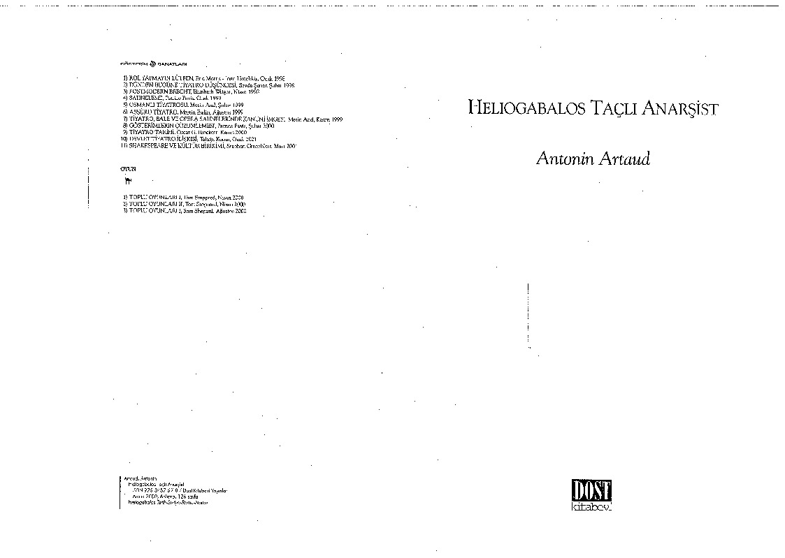 Heliogabalos Tacli Anarşist-Antonin Artaud-Çev-Ismet Birkan-2000-127s