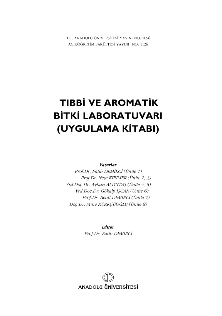 Tibbi Ve Aromatik Bitgi Laboratuari-Uyqulama Kitabı-2010-163s