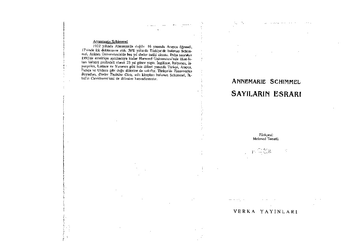 Sayıların Esrarı-Anemarie Schimmel-1993-297s