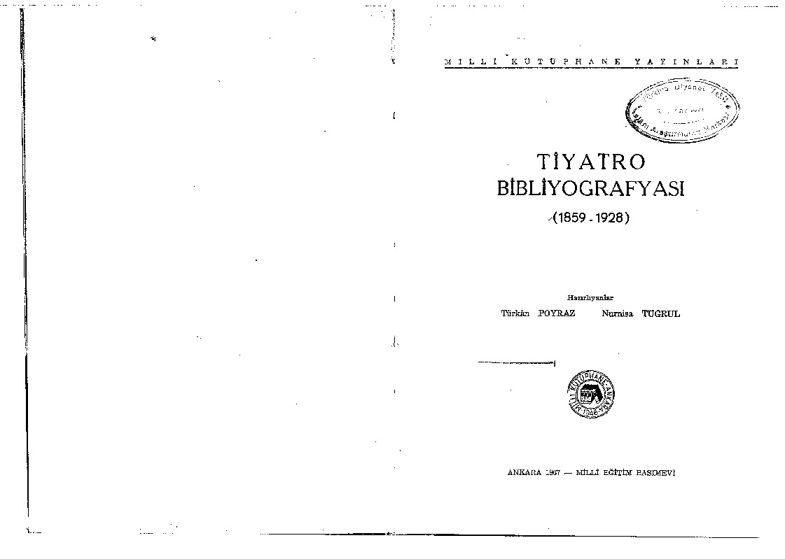 Tiyatro Bibliyoqrafyası-(1859-1928)-Türkan Poyraz-Munisa Tuğrul-1967-324s