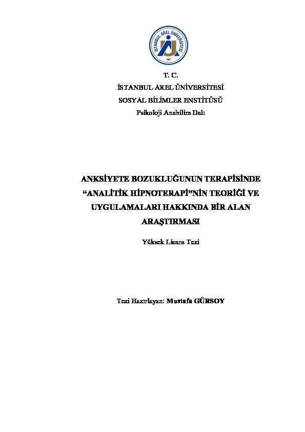 Anksiyte Pozuqluğunun Terapisinde-Analitik Hipnoterapinin Teorisi-Mustafa Gürsoy-173s