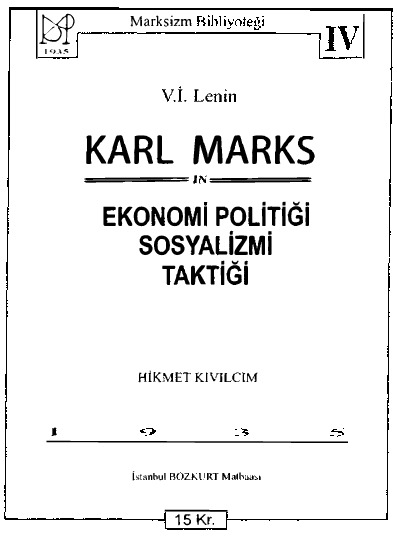 Karl Marks Ekonomi Politiği Sosyalizmi Taktighi-Lenin-Hikmet Qıvılcım-1979-39s