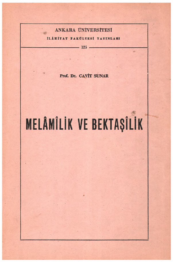 Melamilik Ve Bektaşilik-Cavit Sunar-1975-197s