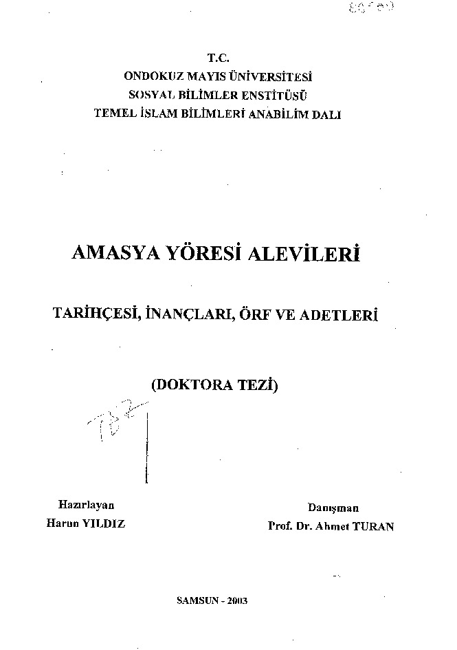 Amasya Yöresi Alevileri Tarixcesi-Inancları-Ürf Ve Adetleri-Harun Yıldız-2003-289s