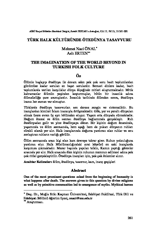 Türk Xalq Kültürunde Ötedünya Tesevvuru-Mehmed Onal-Aslı Erten-32s+Türk Kültürunde Ruhlar Ve Orman Kültü-Pervin Ergün-9s