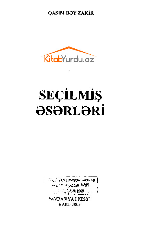 Seçilmiş Eserleri-Qasımbey Zakir-Baki-2005-201s