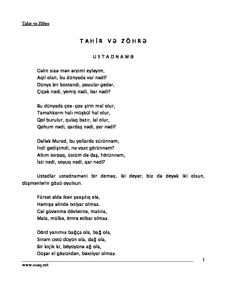 Zöhre Ve Tahir-Ustadname-Latin-Baki-2005-51s