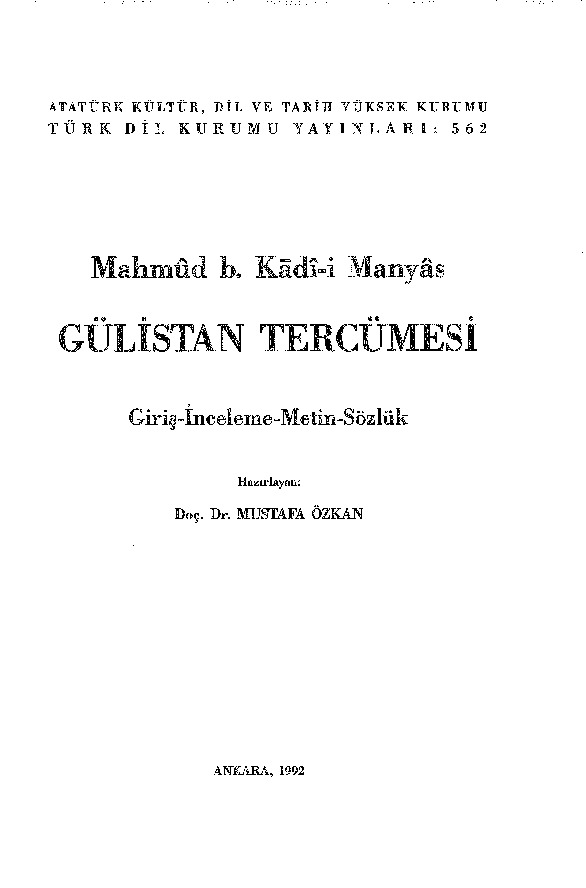 Gülüstan Tercümesi-mahmud b.kadii manyas-1992-494s