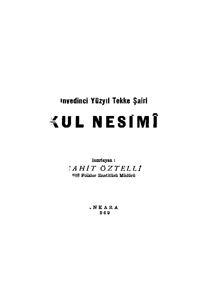 Qul Nesimi-Onyedinci Yüzyıl Tekke Şairi-Cahid Öztelli-1969-121s