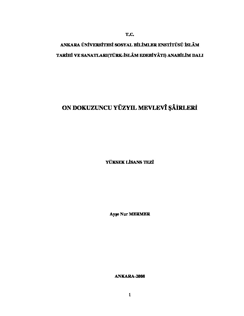 Ondokuzuncu Yüzyıl Mevlevi Şairleri-Ayşe Nur Mermer-2008-252s