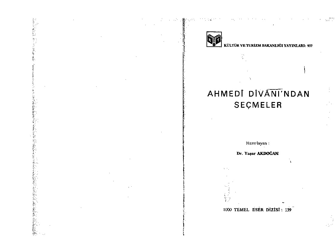Ahmedi Divanından Seçmeler-Yaşar Akdoğan-1988-295s