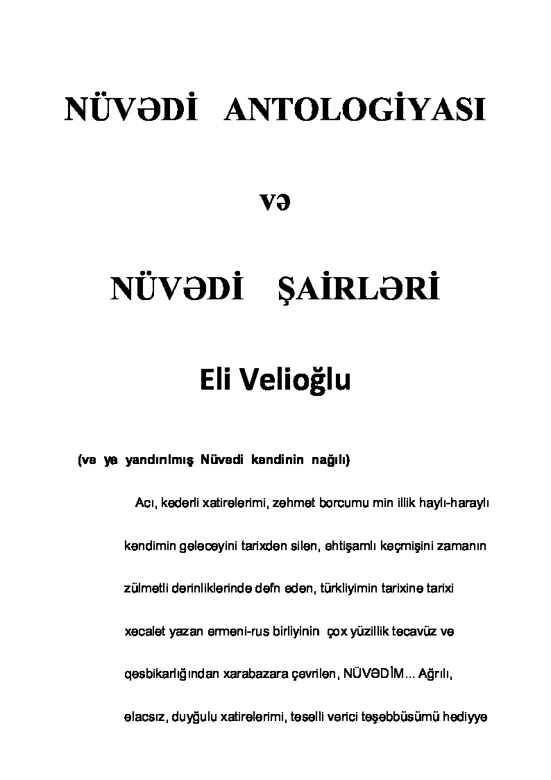 Nuvedi Antolojyasi Ve Nuvedi Şairleri-Eli Velioğlu-2010-326s