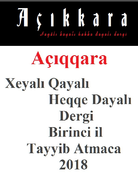 Birinci Yıl-Açıqqara Xeyalı Qayalı Heqqe Dayalıdergi-Tayyib Atmaca-2018-161s