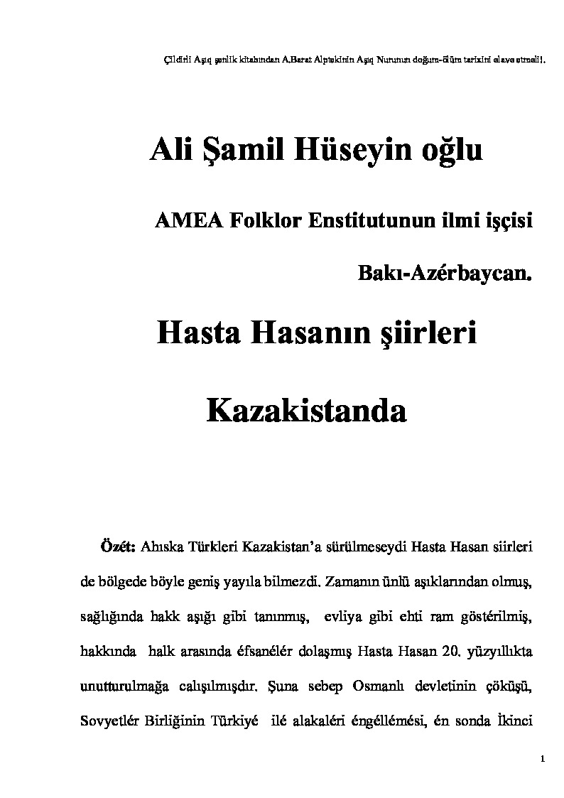 Xesde Hasanın Şiirleri Qazağistanda Ali Şamil Hüseyinoğlu-53