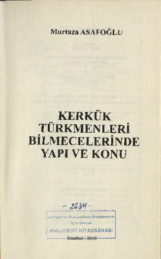 Kerkuk Türkmenleri Bilmecelerinde Yapı Ve Qonu -Murtaza Asafoğlu 2010 184