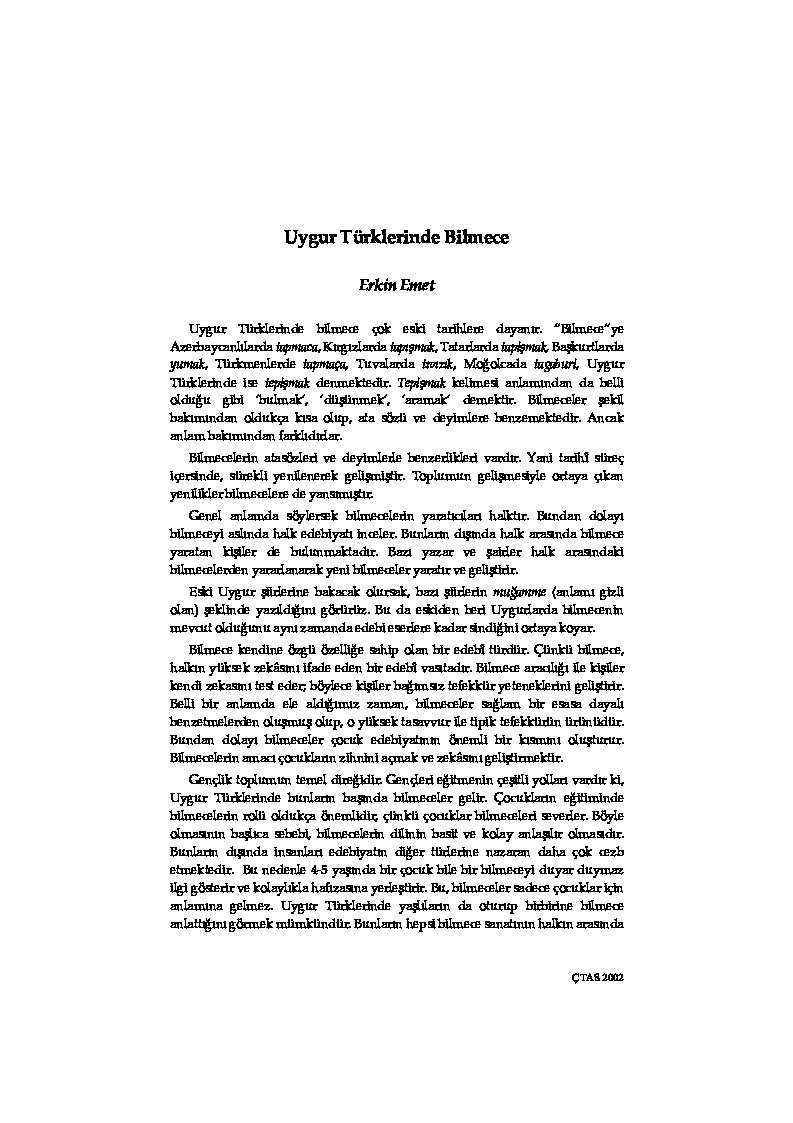 Uyqur Türklerinde Bilmece-Erkin Emed -8