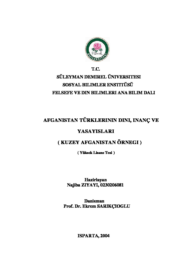 Afqanistan Türklerinin Dini Inanc Ve Yasayislari-Quzey Afqanistan Örneği-Nacibe Ziyayi-2004-131s
