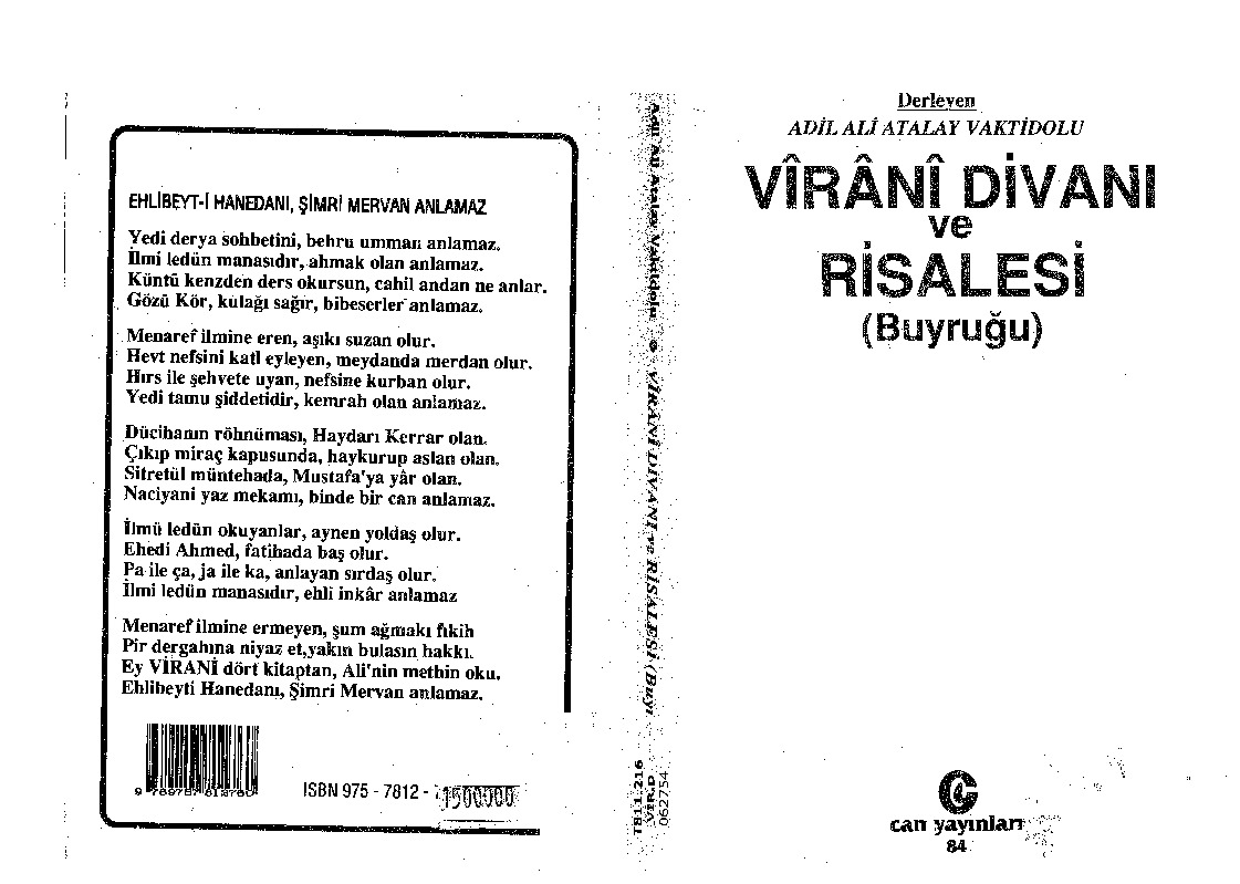 Virani Divanı Ve Risalesi-Buyruğu-Adil Ali Atalay Vaktidolu-1998-177s