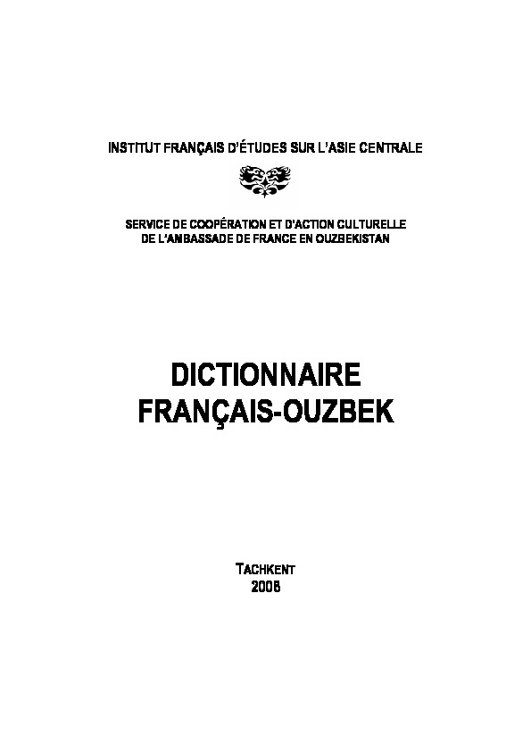 Frans-Uzbekce Sözlük