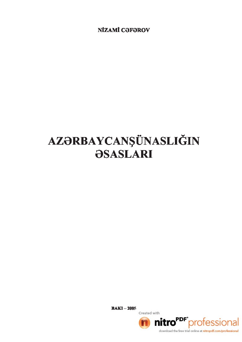 Azerbaycanshunaslighin Asaslari_Nizami Cafarov-Baki