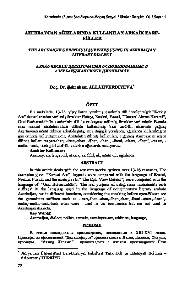 Azerbaycan Ağızlarında Kullanılan Arkaikik Zerf Fiiller  Ş.Allahverdiyeva-11